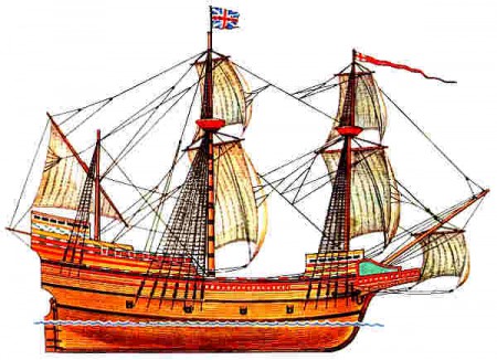 Britská galeona MAYFLOWER.